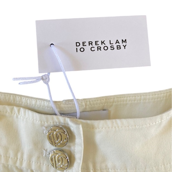 Derek Lam 10 Crosby High-Waisted Women's Shorts NWT Blanc de Blanc White - Picture 6 of 9